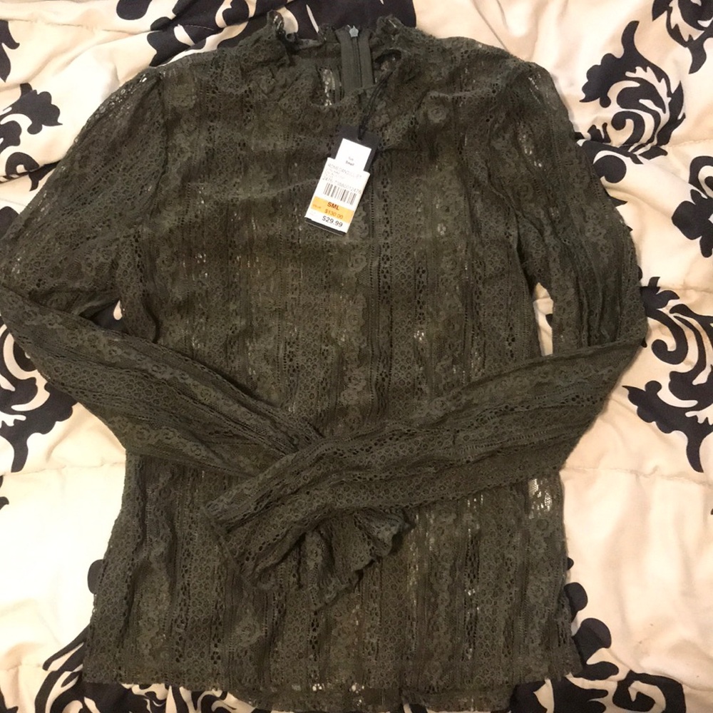 Olive Green Lace Top